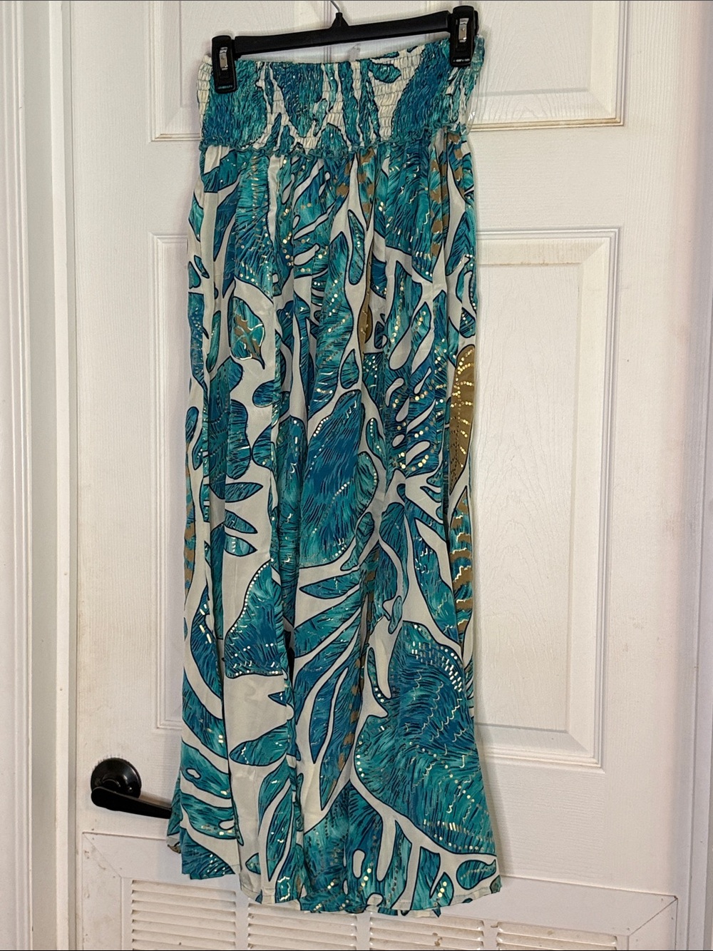 Karma Highway wide Leg Pants Size OS Purple Teal Marble Print - Picture 2 of 5
